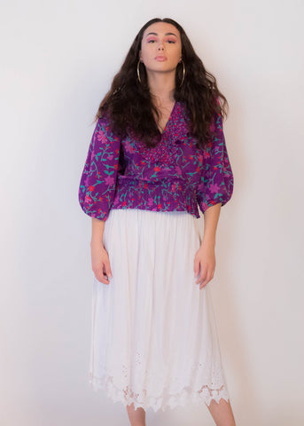 80s Floral Western Skirt
