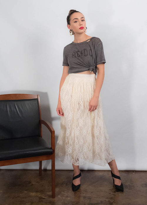 80s Floral Lace Skirt