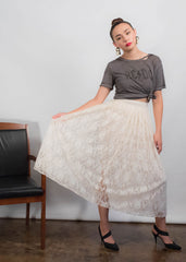 80s Floral Lace Skirt