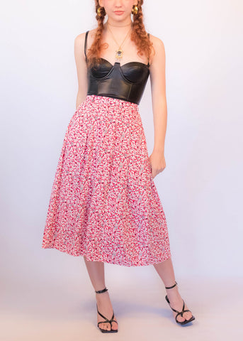 90s Floral Crinkled Skirt