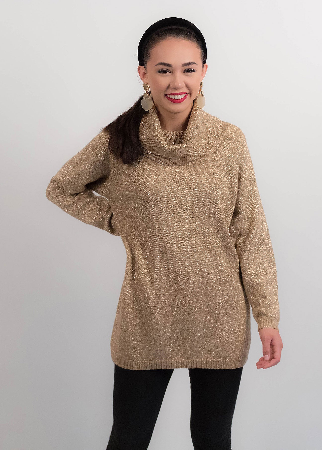 90s Gold Lurex Turtleneck Sweater
