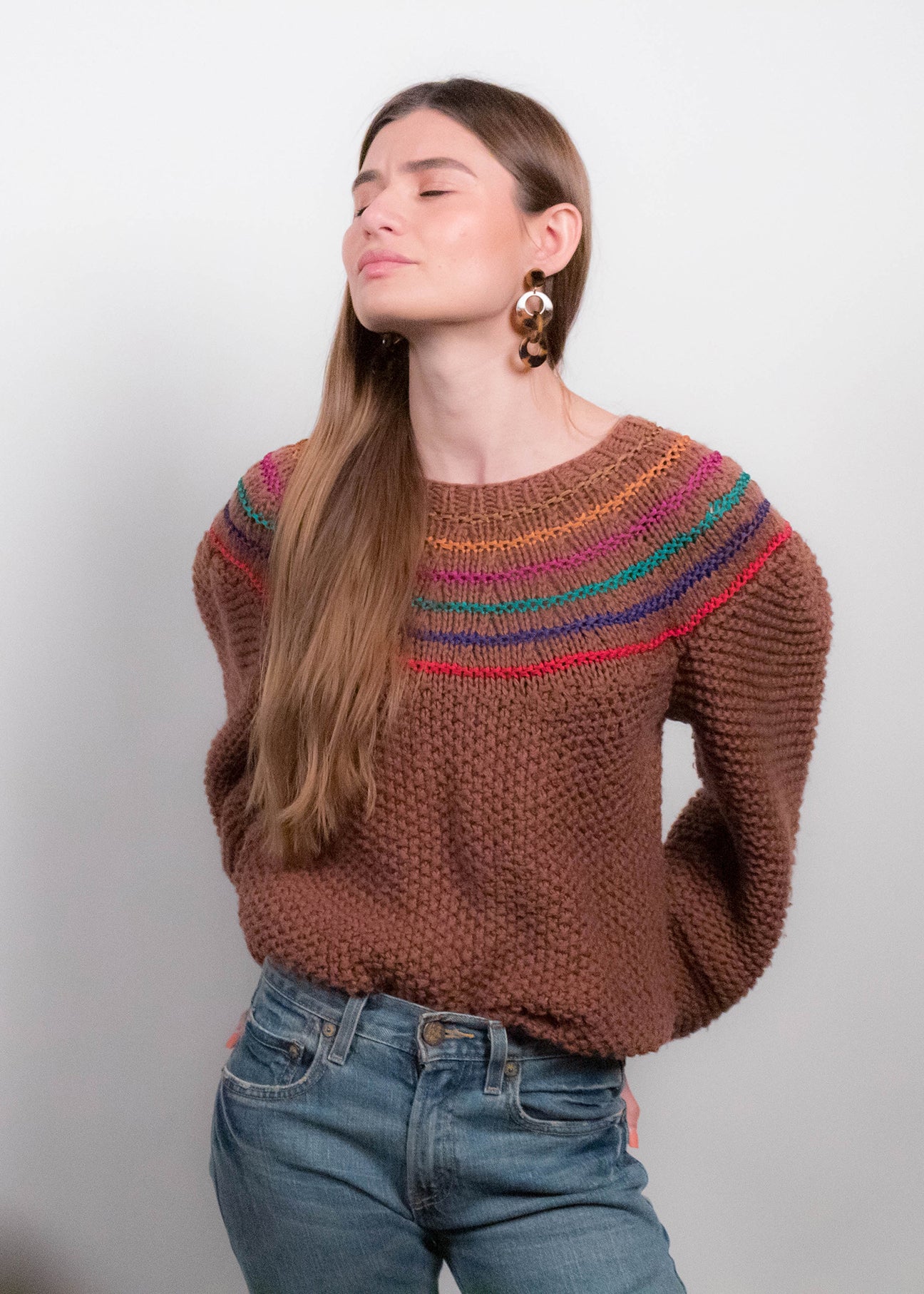 80s Hand-Knit Balloon Sleeve Sweater