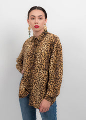 80s Oversized Cheetah Blouse