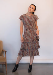 80s Cheetah Print Ruffle Dress