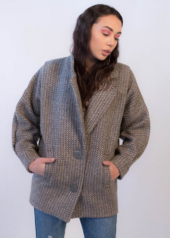 80s Wool Fleece Plaid Blazer