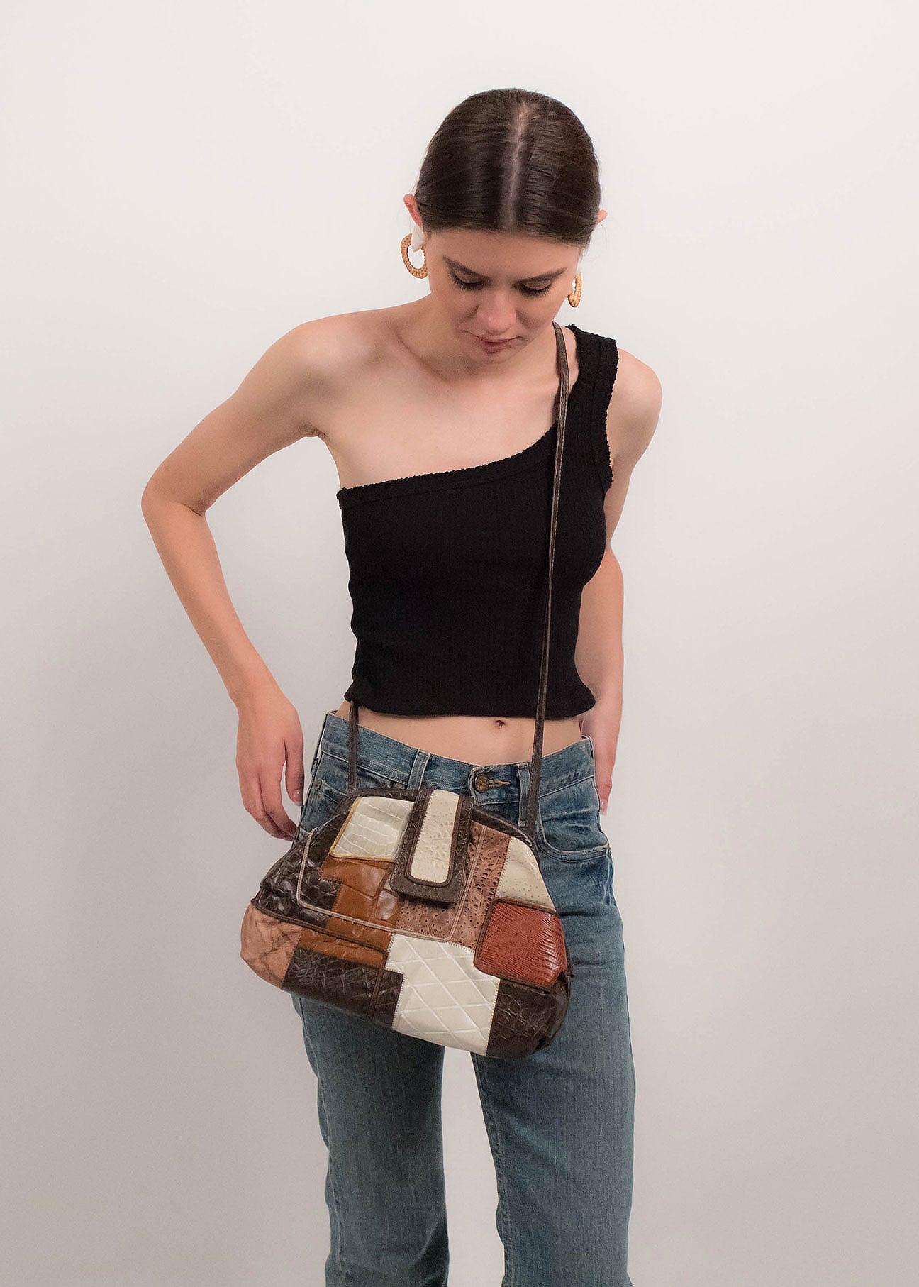 Lucky Brand Vintage Inspired Bucket Patchwork Handbag Leather Purse  Shoulder Bag – IBBY