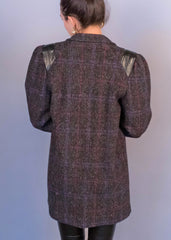 80s Box Plaid Wool Mohair Coat