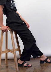80s High-Waisted Crepe Black Trousers