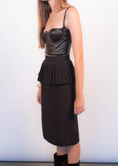 80s Black Peplum Skirt