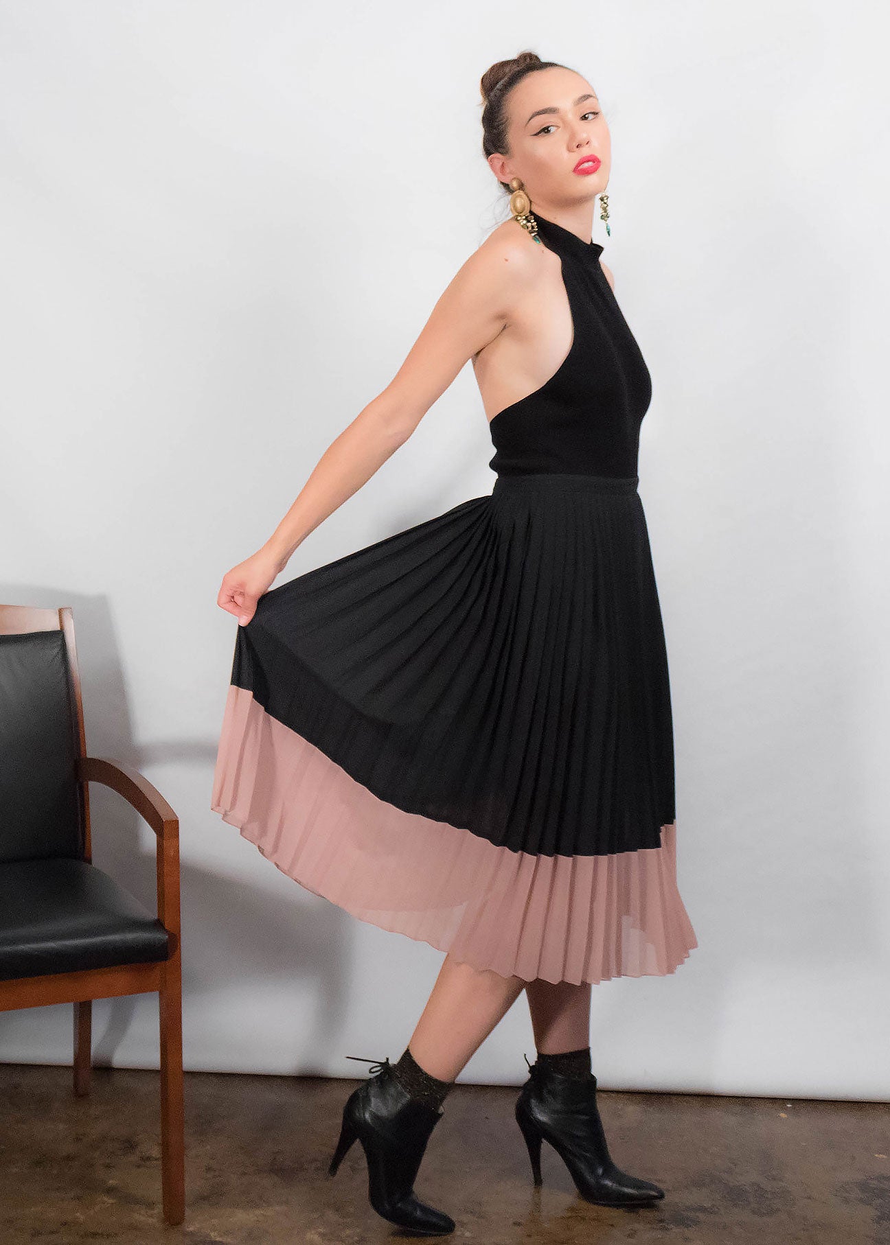 80s Gradient Pleated Skirt