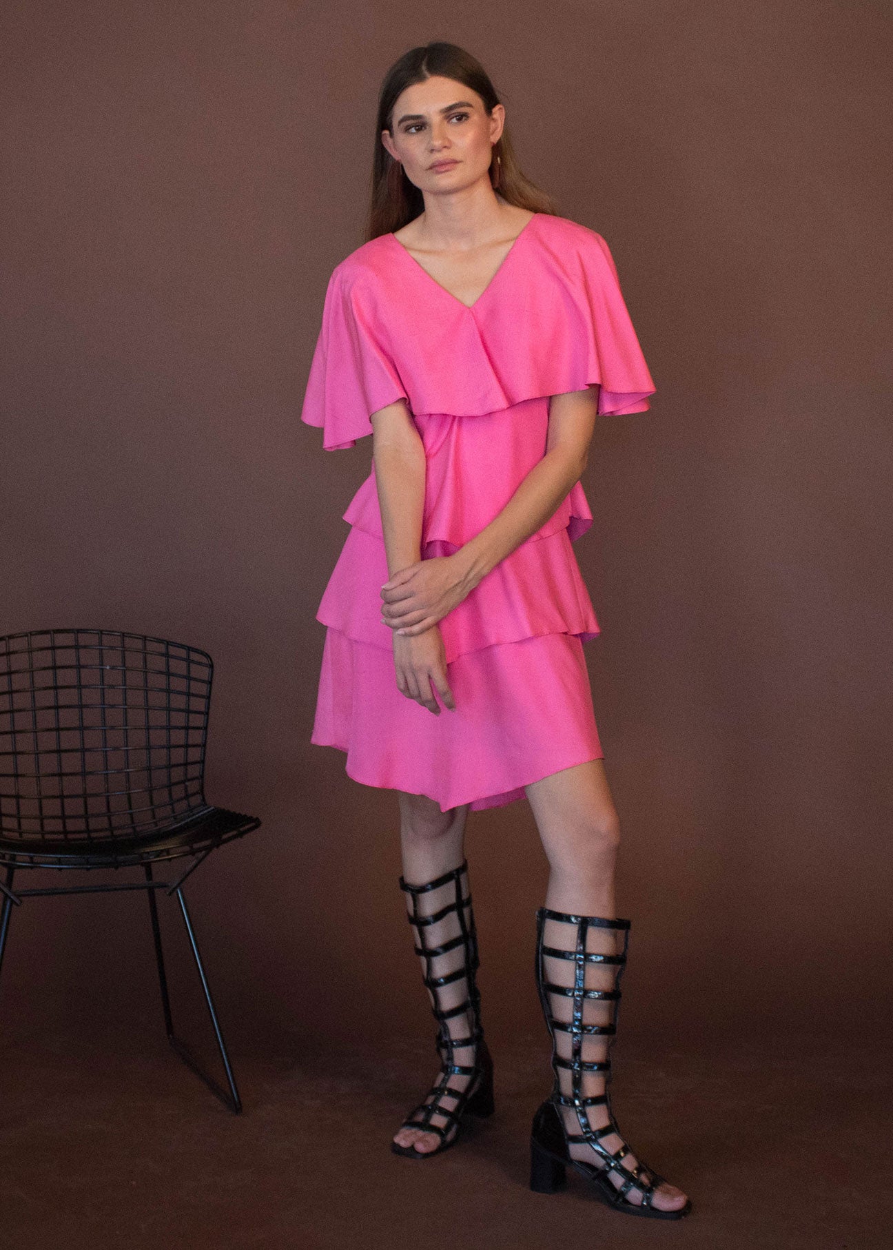 80s Ruffle Pink Dress