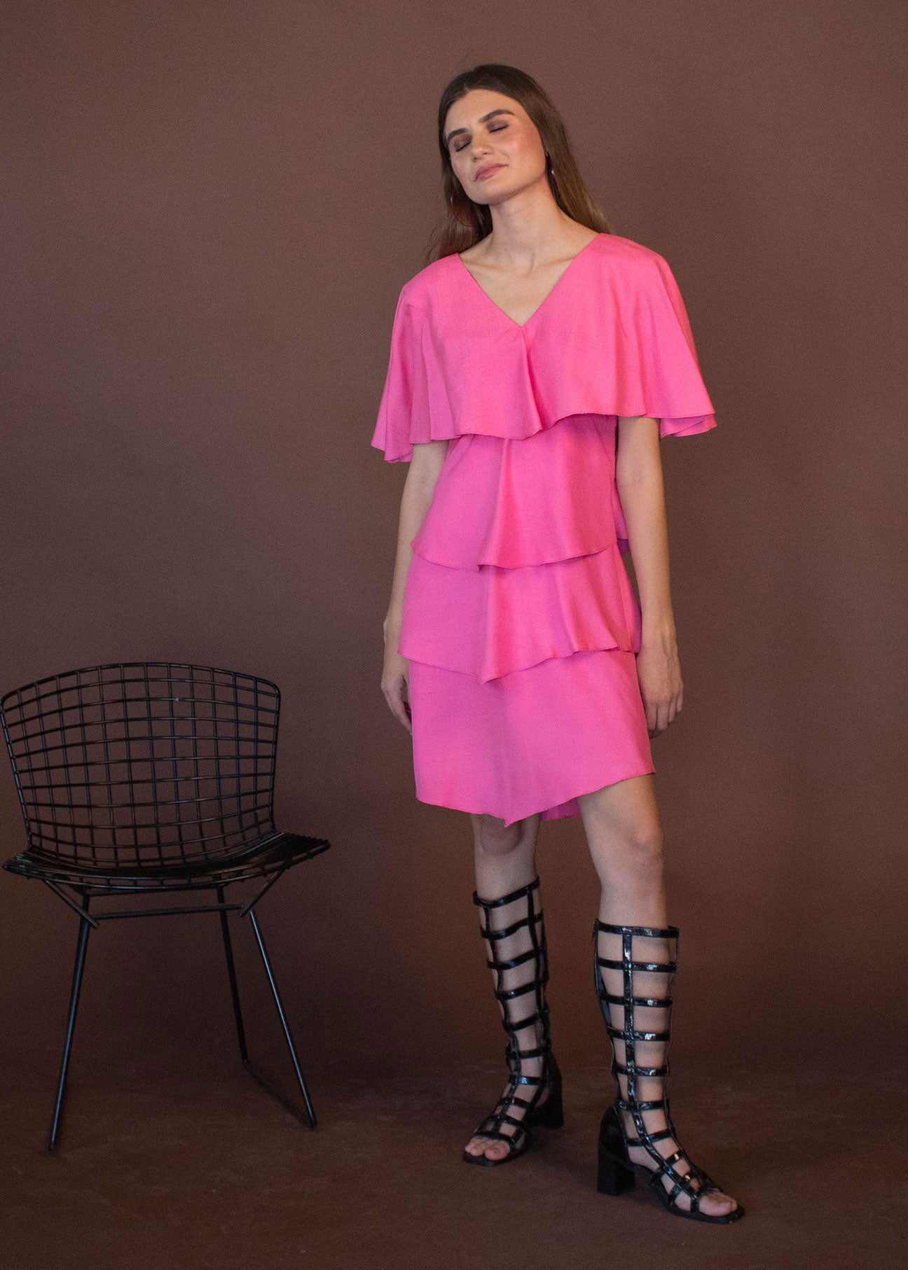 80s Ruffle Pink Dress