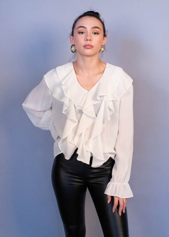 80s Satin Embroidered Blouse