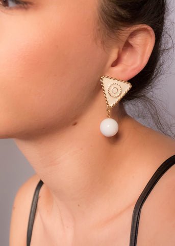 Oversized White Chain-Link Earrings