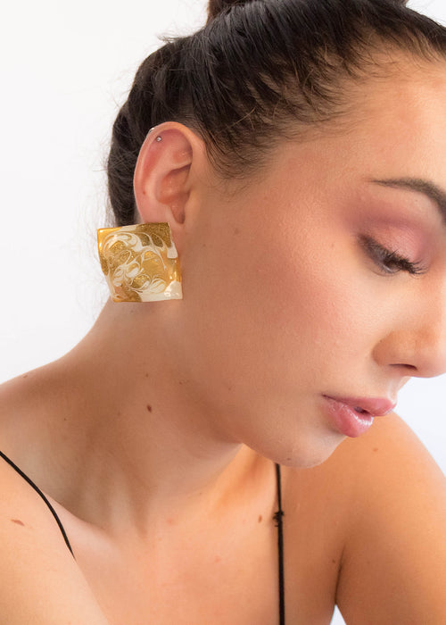 80s Sculptural Square Earrings