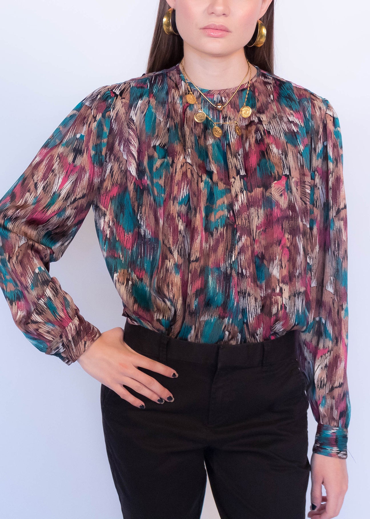 80s Sheer Abstract Blouse