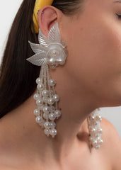 80s Oversized Floral Fringe Earrings