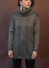 80s Gold Lurex Cowl-Neck Sweater
