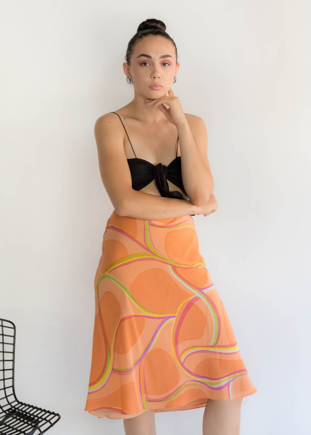 90s Abstract Silk Skirt
