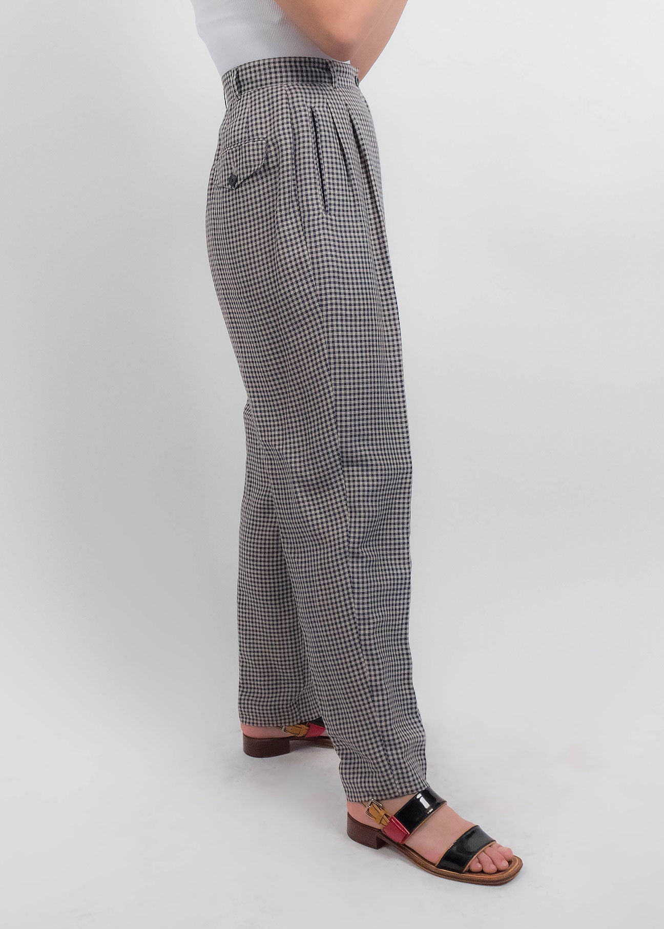 90s Gingham Linen Pants
