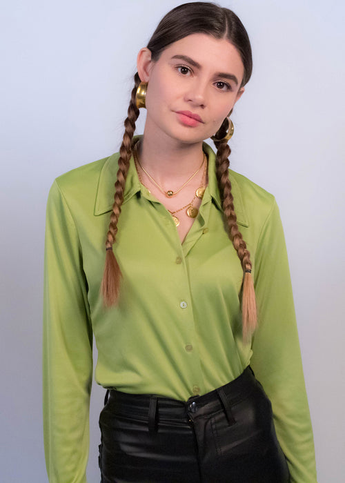90s Chartreuse Minimal Blouse