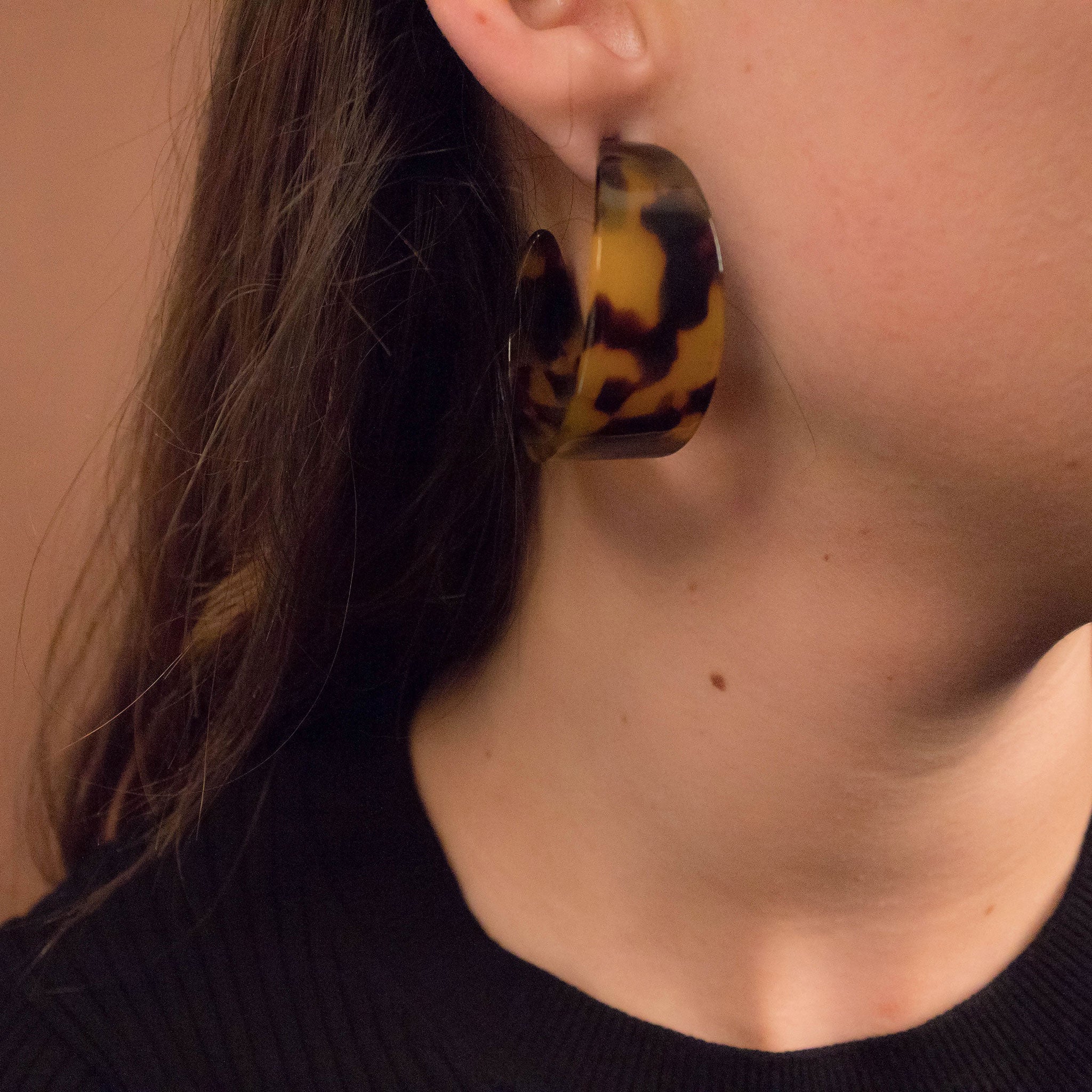 Tortoise Shell Hoop Earrings