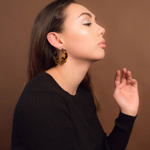 Tortoise Shell Hoop Earrings