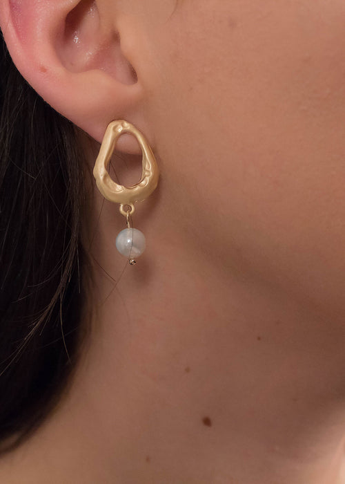 Organic Oval Faux Pearl Earrings